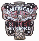 Wholesale JUMBO AMERICAN BY BIRTH BIKER BY CHOICE PATCH 10 INCH (Sold by the piece)